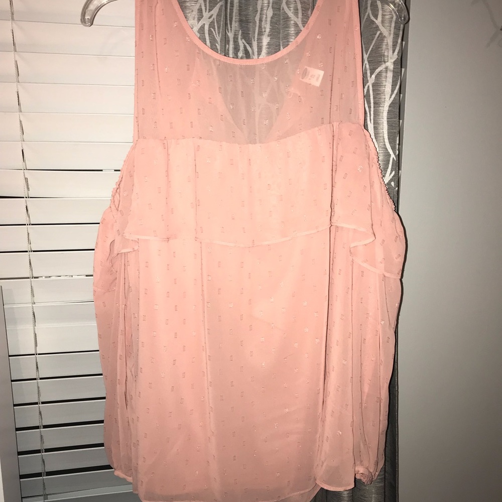 Pink sheer cold shoulder blouse